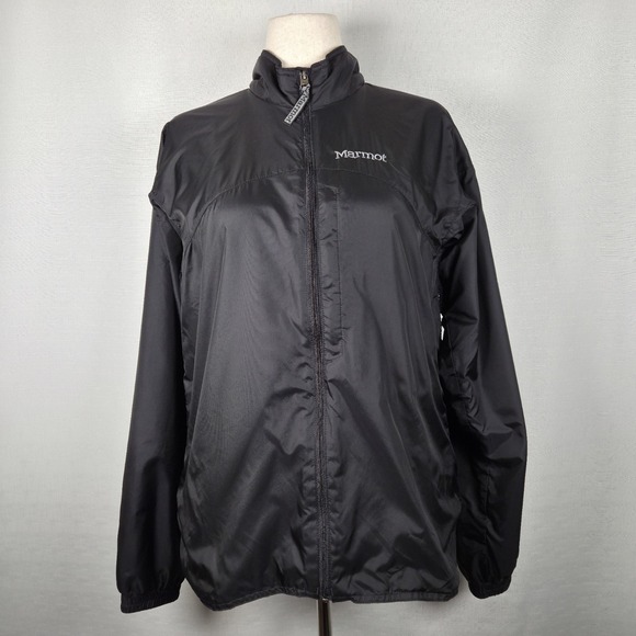 Marmot Black Windbreaker Women's L Packable Lined Jacket Cycling Hiking Outdoors - Picture 2 of 8